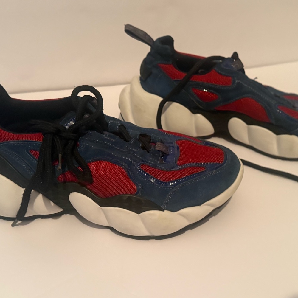 MCM Kids Navy Blue and Red Chunky Sneakers